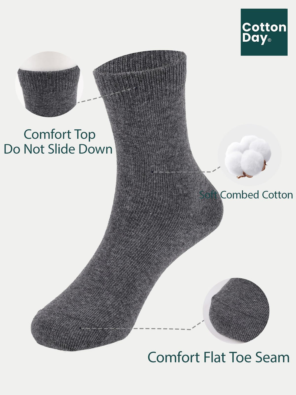 COTTON DAY Unisex Kids Boys Girls Soft Cotton School Socks Black White Navy