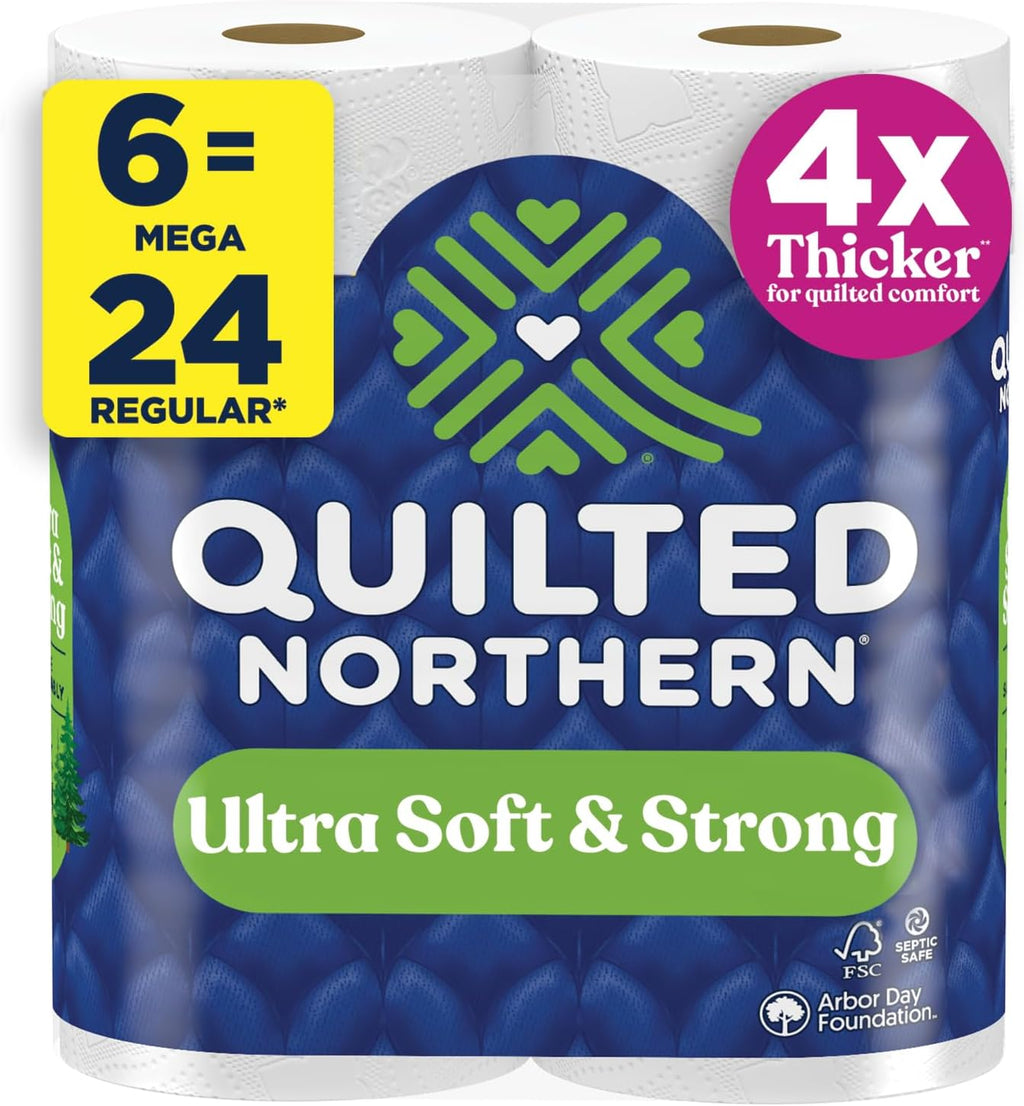 Quilted Northern Ultra Soft Toilet Paper, 6 Mega Rolls = 24 Regular Rolls