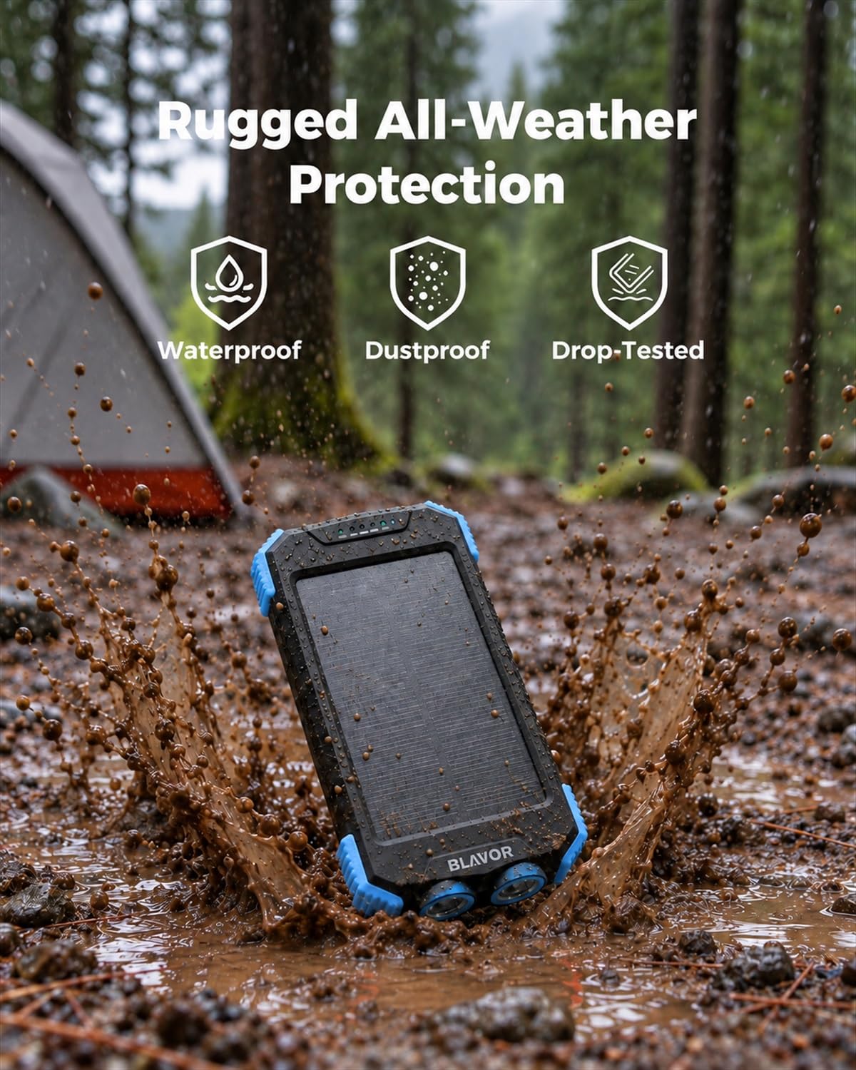BLAVOR Solar Power Bank 10,000mAh Portable Wireless Charger for Cell Phones