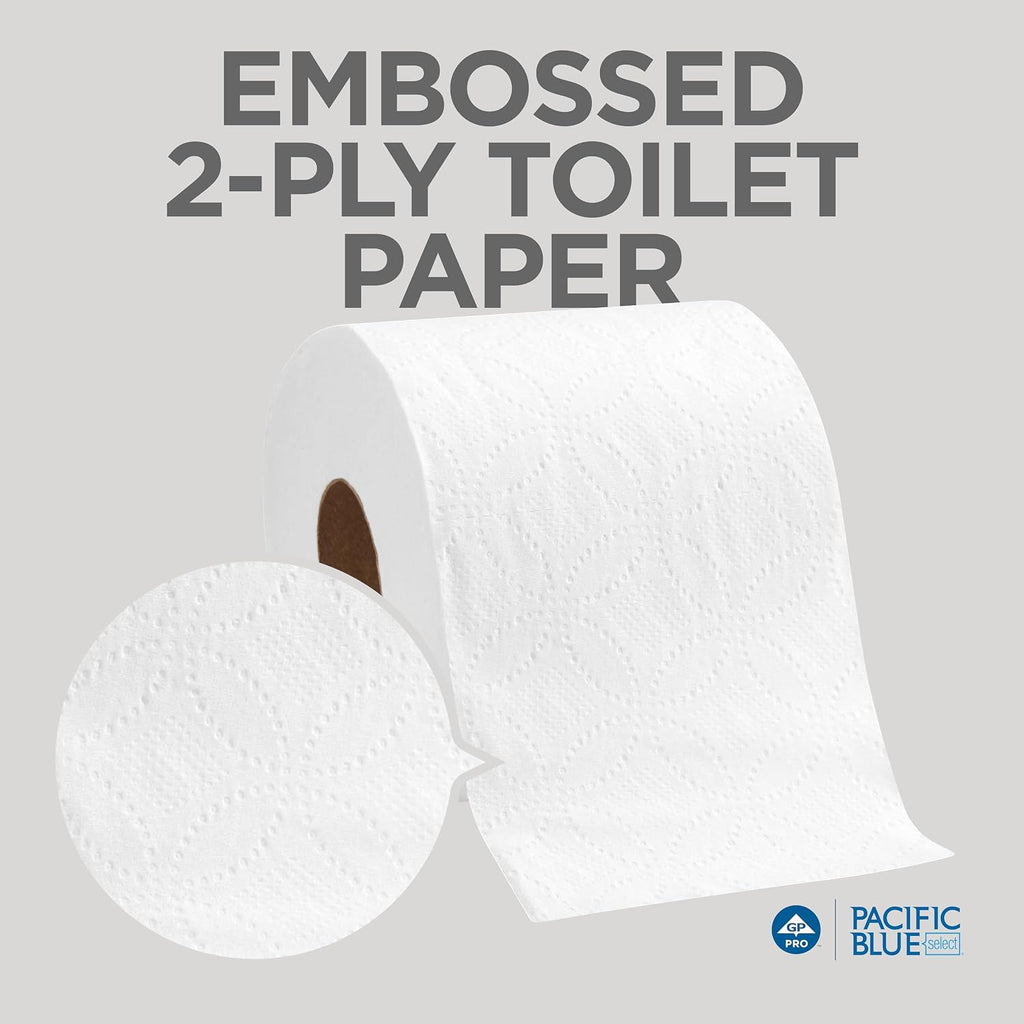 Georgia-Pacific Blue Select 2-Ply Embossed Toilet Paper, 18280/01, 550 Sheet Per Roll, 80 Rolls Per Case