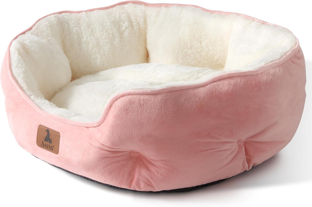 Asvin Small Dog Bed for Small Dogs, Cat Beds for Indoor Cats, Pet Bed for Puppy and Kitty, Extra Soft & Machine Washable with Anti-Slip & Water-Resistant Oxford Bottom, Grey, 20 inches