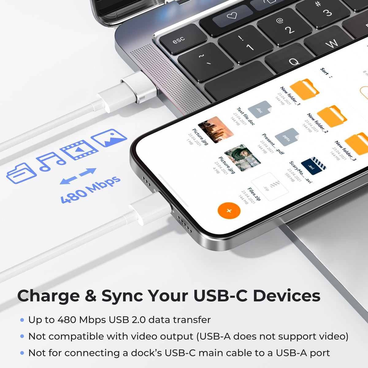 Basesailor USB to USB C Adapter,Type C Female to USB A Male Charger Cable