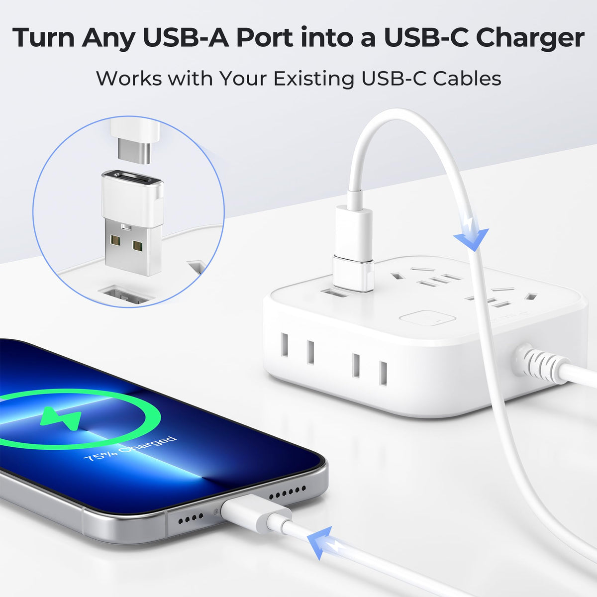 Basesailor USB to USB C Adapter,Type C Female to USB A Male Charger Cable