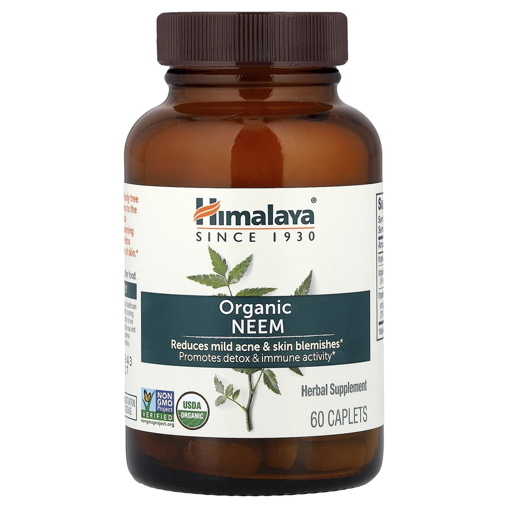 Organic Neem Herbal Skin Supplement, Mild Acne Supplement, Clear Skin, Purifying, 60 Plant-Based Caplets