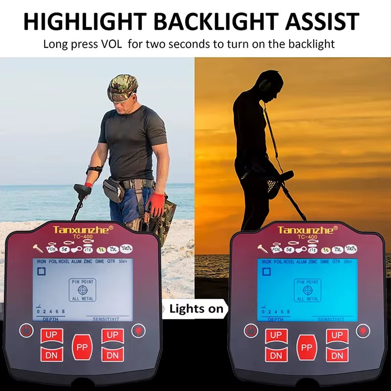 TC-400 High Sensitivity Metal Detector Waterproof Detector Metales Pinpointing Search Underground Gold for Treasure Adjustable