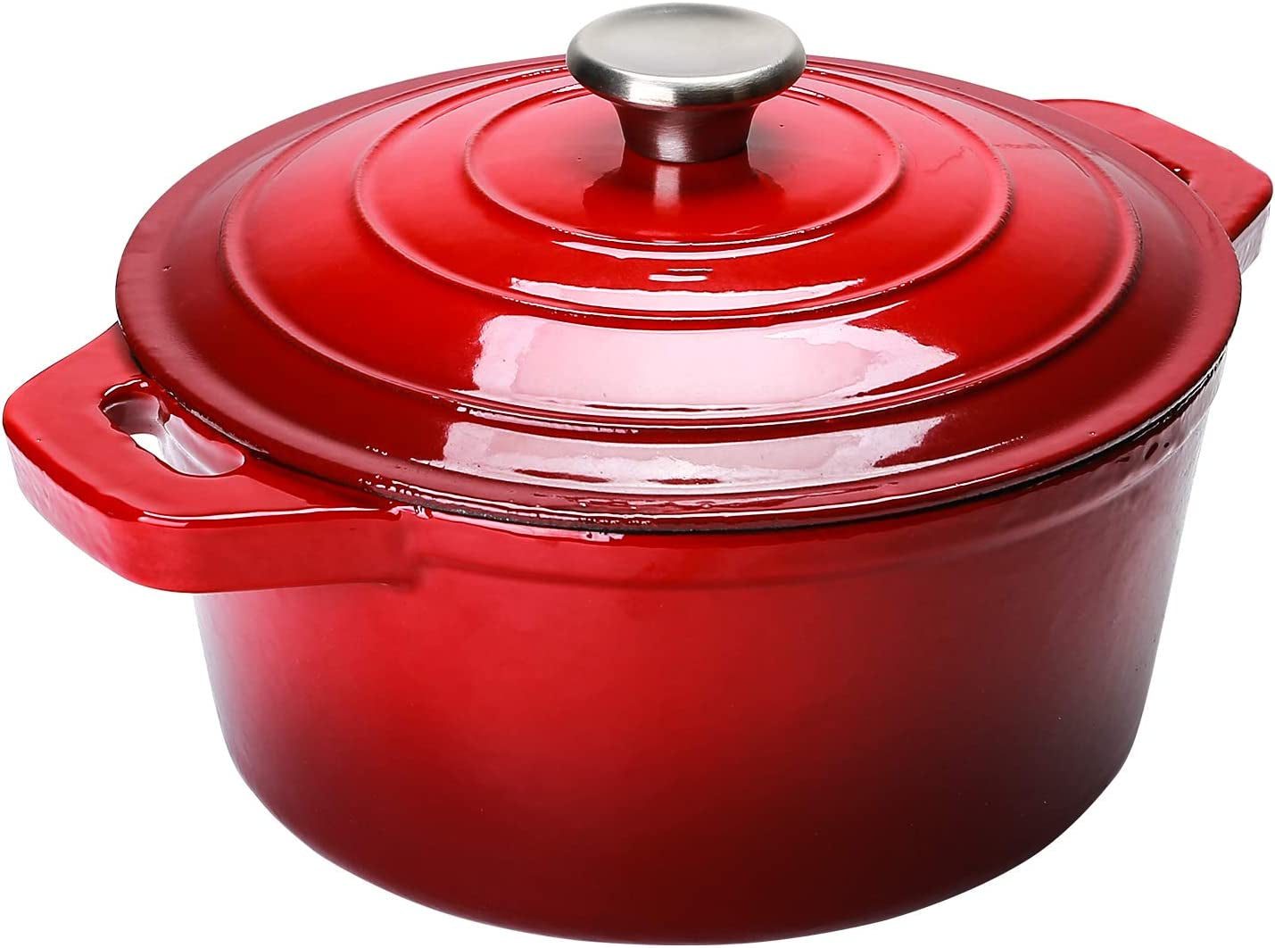 5.5 Quart Enameled Cast Iron Dutch Oven with Lid, 5.5 QT Deep round Dutch Oven Pot with Dual Handles -Red