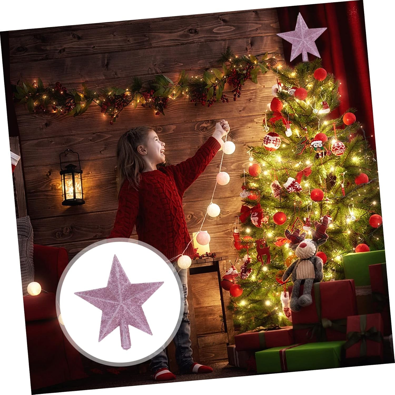 Gold Decor Silver Glitter Top Gold Trim Fairy Top Pink Tops Gnome Tree Topper Tree Topper Star Christmas Hanging Decor Holiday Treetop Ornaments Rose Holly Christmas Hat