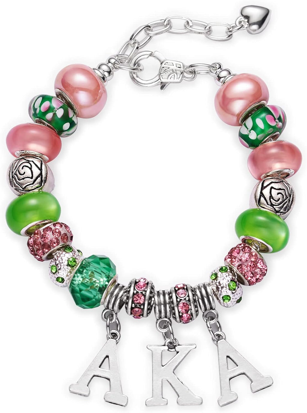 AKA Sorority Gifts for Women Paraphernalia Sorority Bracelet Pink and Green Jewe