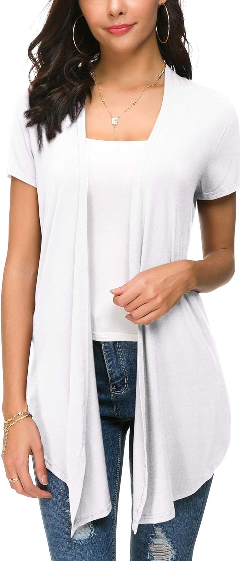 Womens Open Front Short Sleeve Cardigans for Women Lightweight Summer Drape Cardigan Vest