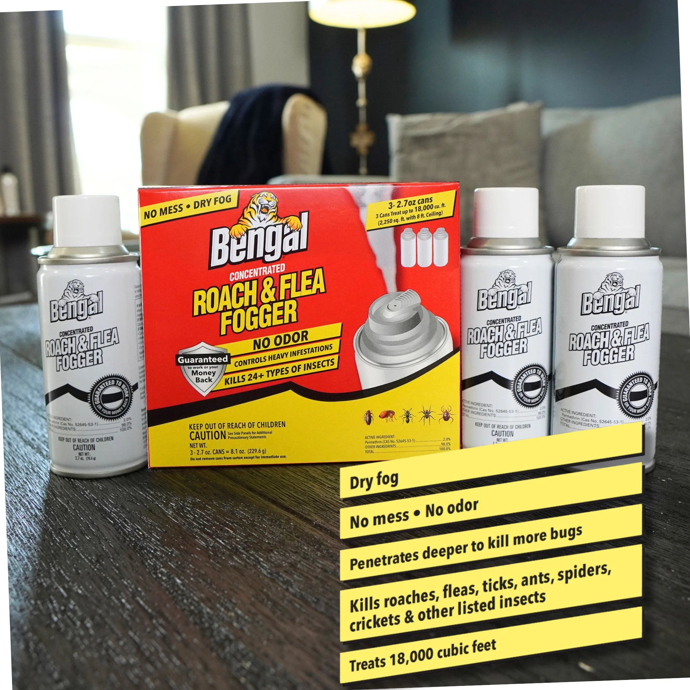 (2 Pack)  Roach & Flea Fogger, 3 Count, 2.7 Oz Cans