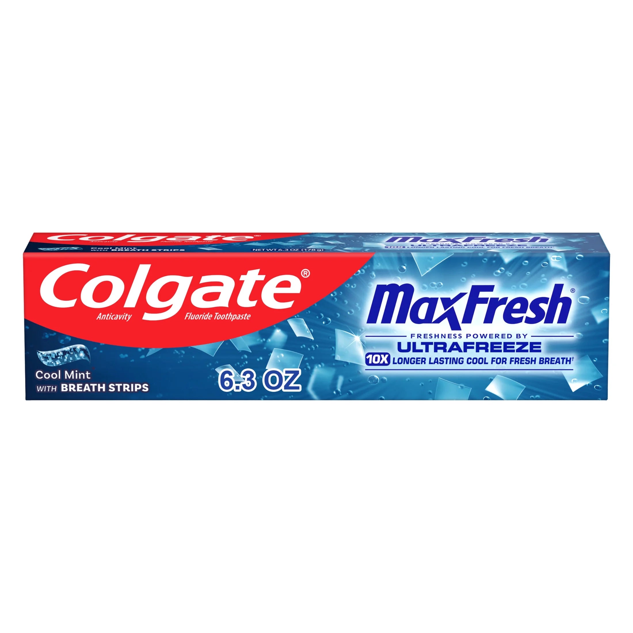 Max Fresh with Whitening Toothpaste with Mini Breath Strips, Cool Mint Toothpaste for Bad Breath, 6.3 Oz Tube