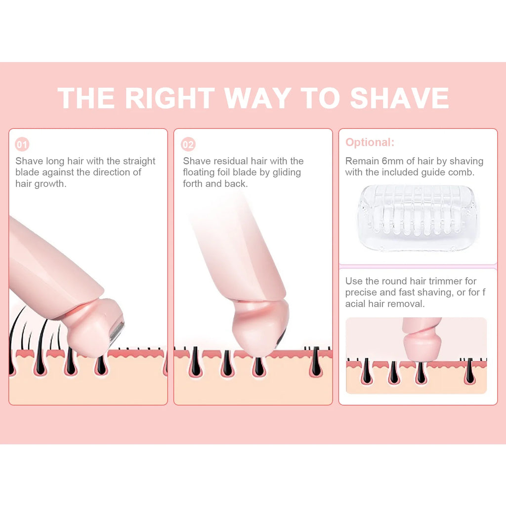 Woman Electric Razor, Rechargeable Cordless Shaver for Woman Face Leg Bikini, Wet Dry Use