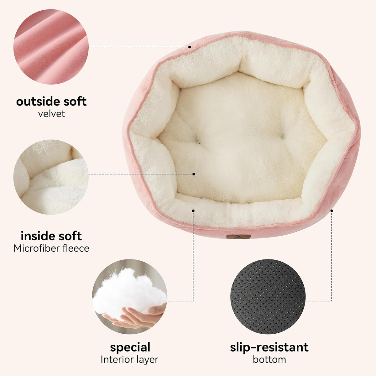 Asvin Small Dog Bed for Small Dogs, Cat Beds for Indoor Cats, Pet Bed for Puppy and Kitty, Extra Soft & Machine Washable with Anti-Slip & Water-Resistant Oxford Bottom, Grey, 20 inches