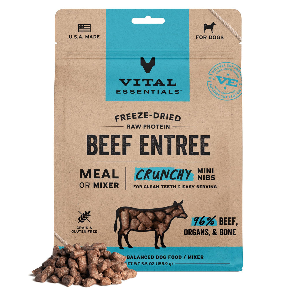 Vital Essentials Freeze Dried Dog Food, Turkey Crunchy Mini Nibs, 14 oz Bag
