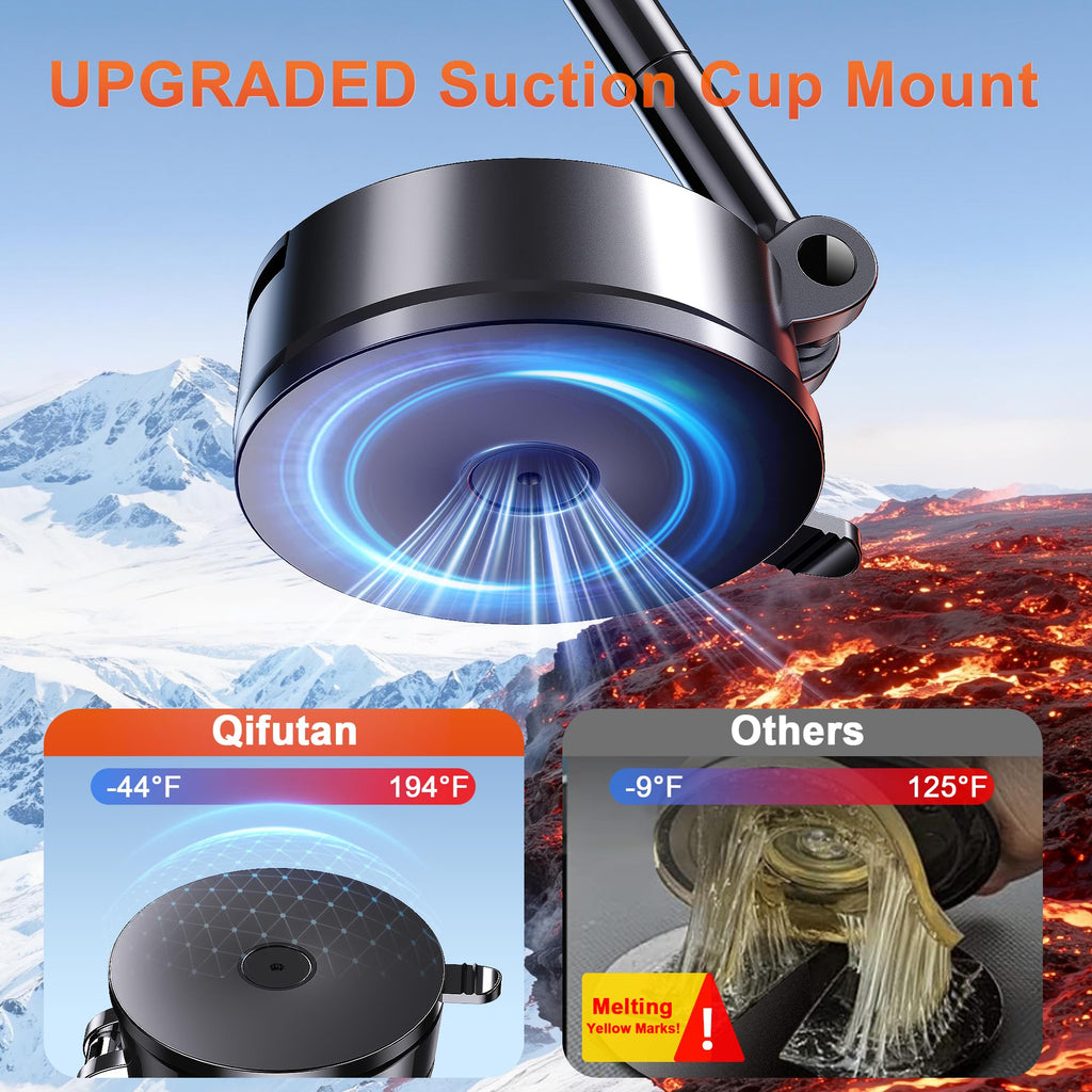 Qifutan Phone Holders for Your Car with Military-Grade Suction Phone Stand for Car [Super Stable] Automobile Car Mount for iPhone Universal Car Dashboard Windshield Mount Fit iPhone Smartphones