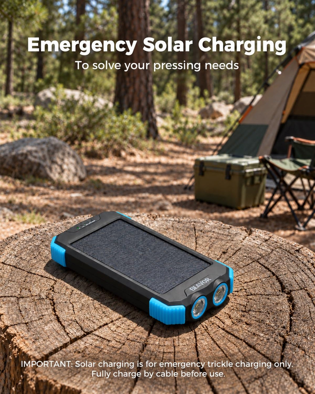 BLAVOR Solar Power Bank 10,000mAh Portable Wireless Charger for Cell Phones