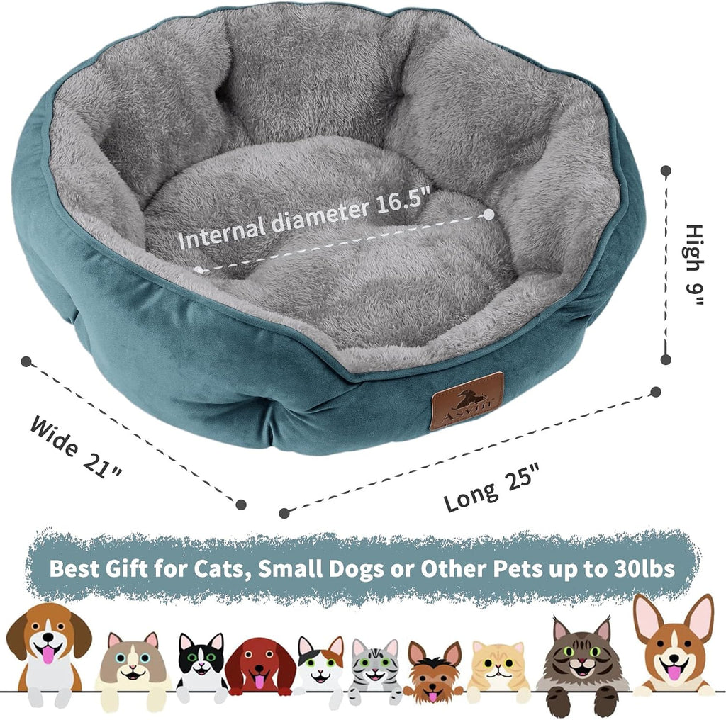 Asvin Small Dog Bed for Small Dogs, Cat Beds for Indoor Cats, Pet Bed for Puppy and Kitty, Extra Soft & Machine Washable with Anti-Slip & Water-Resistant Oxford Bottom, Grey, 20 inches