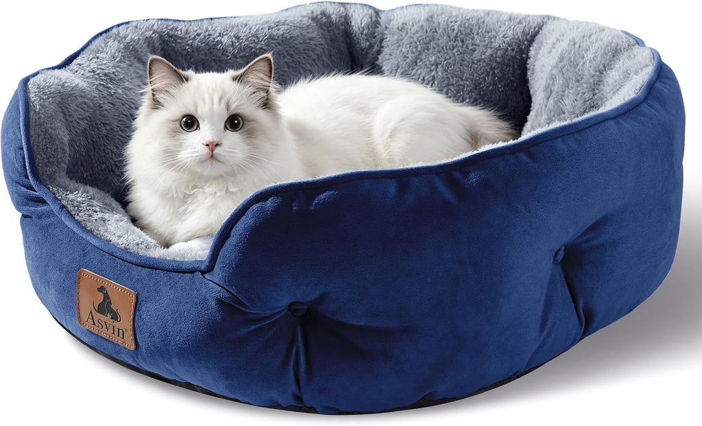 Asvin Small Dog Bed for Small Dogs, Cat Beds for Indoor Cats, Pet Bed for Puppy and Kitty, Extra Soft & Machine Washable with Anti-Slip & Water-Resistant Oxford Bottom, Grey, 20 inches