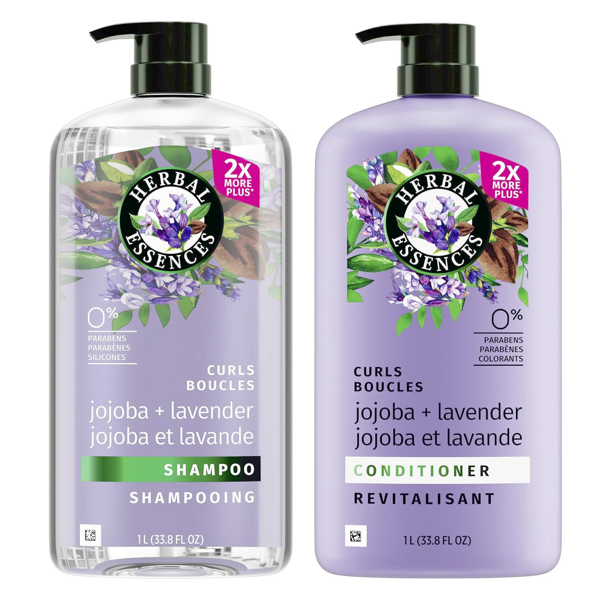 Herbal Essences Curls Collection Jojoba and Lavender Shampoo and Conditioner Set, 67.6 fl oz