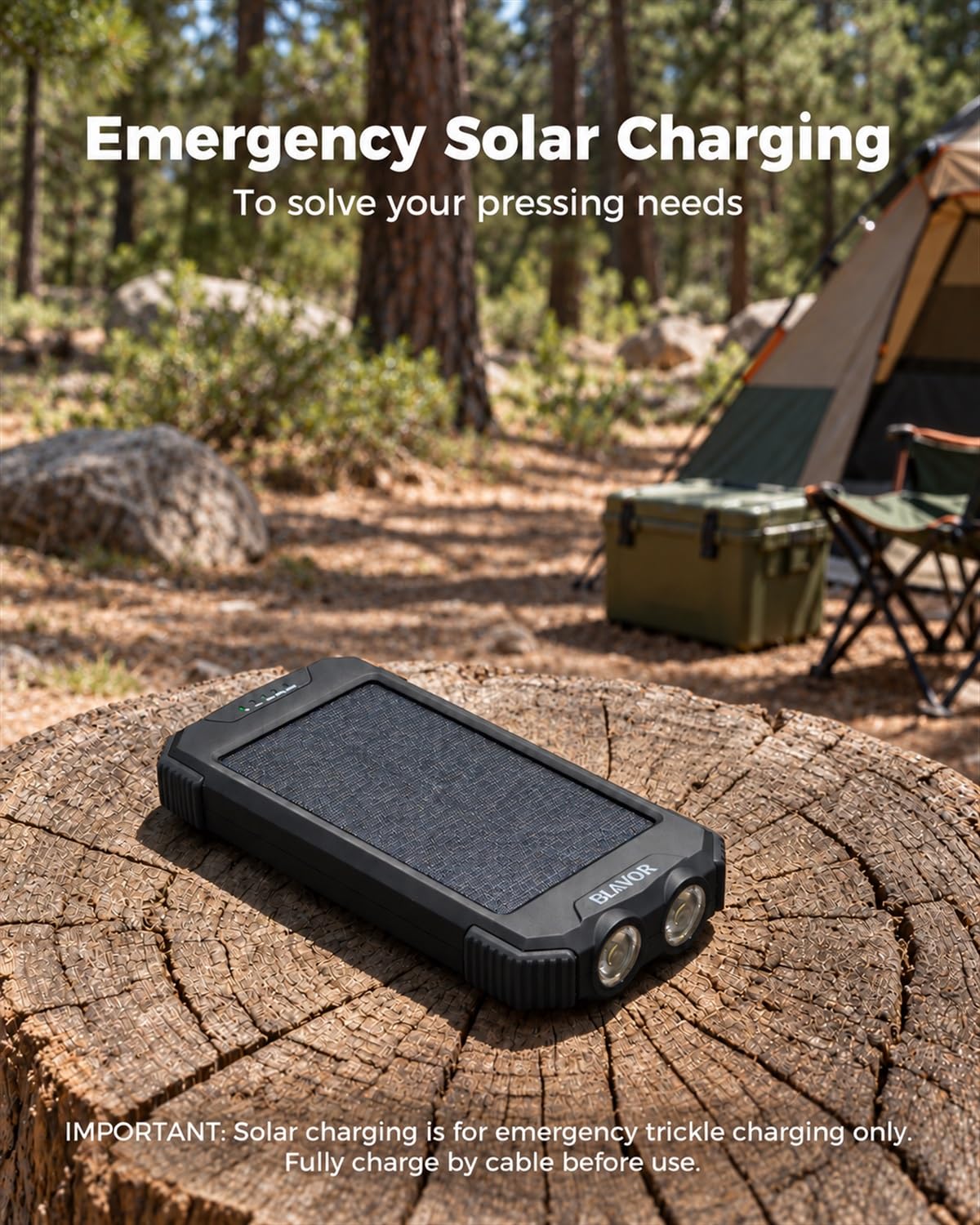 BLAVOR Solar Power Bank 10,000mAh Portable Wireless Charger for Cell Phones