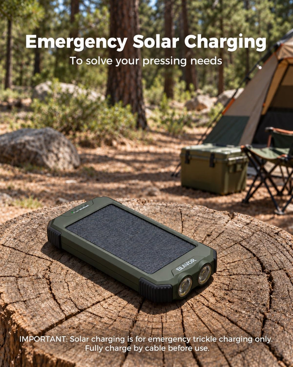 BLAVOR Solar Power Bank 10,000mAh Portable Wireless Charger for Cell Phones