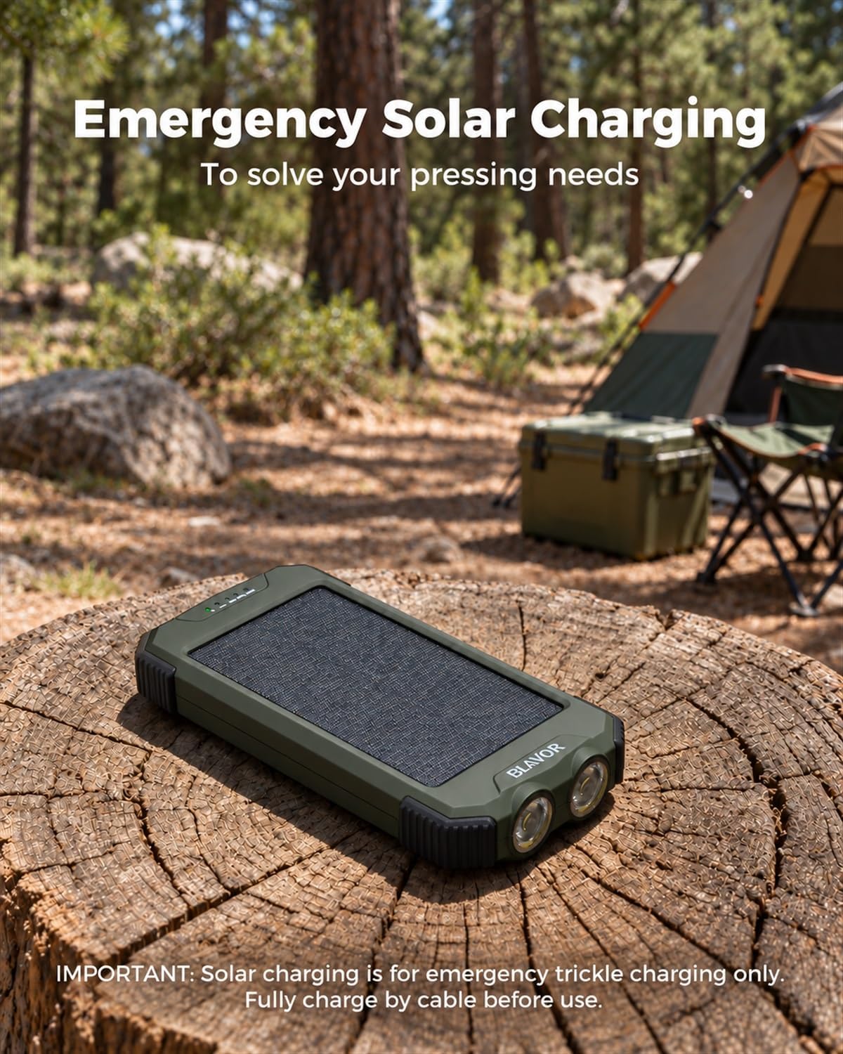 BLAVOR Solar Power Bank 10,000mAh Portable Wireless Charger for Cell Phones