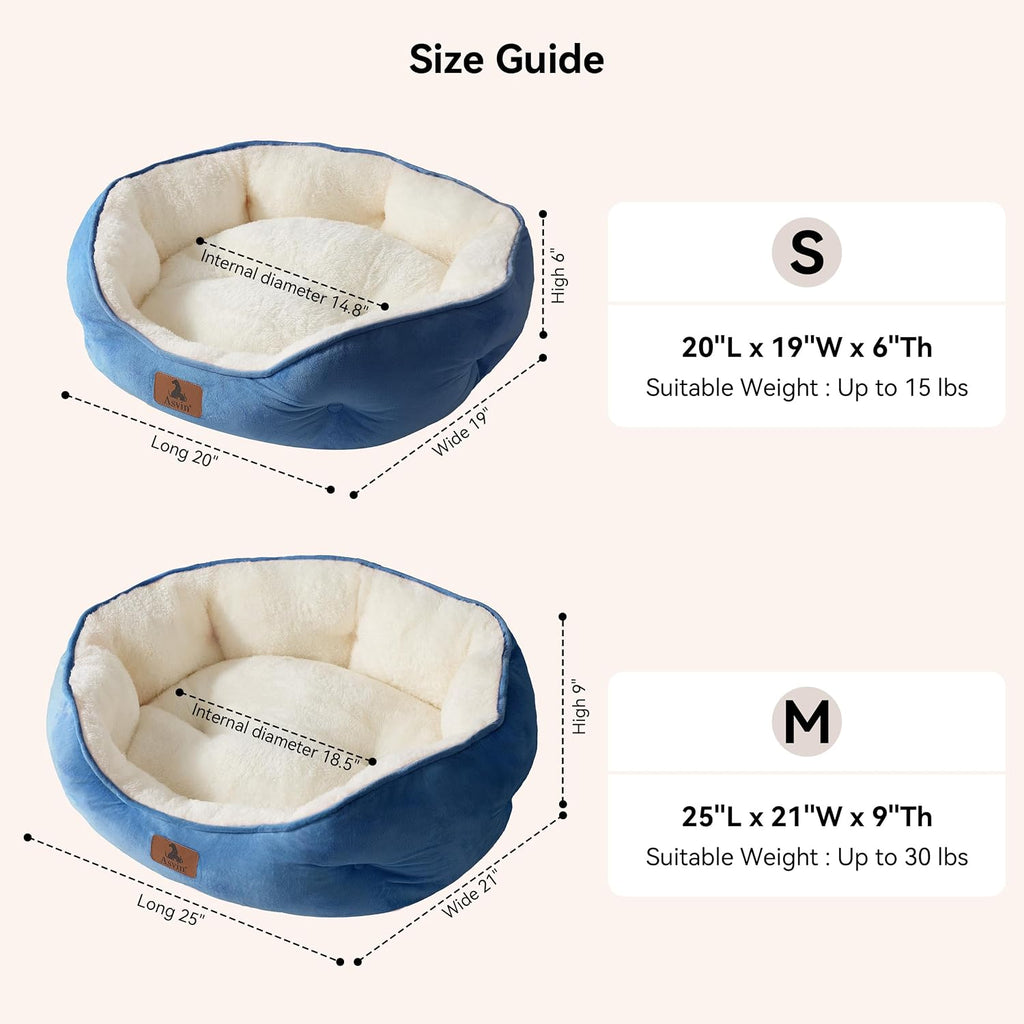 Asvin Small Dog Bed for Small Dogs, Cat Beds for Indoor Cats, Pet Bed for Puppy and Kitty, Extra Soft & Machine Washable with Anti-Slip & Water-Resistant Oxford Bottom, Grey, 20 inches