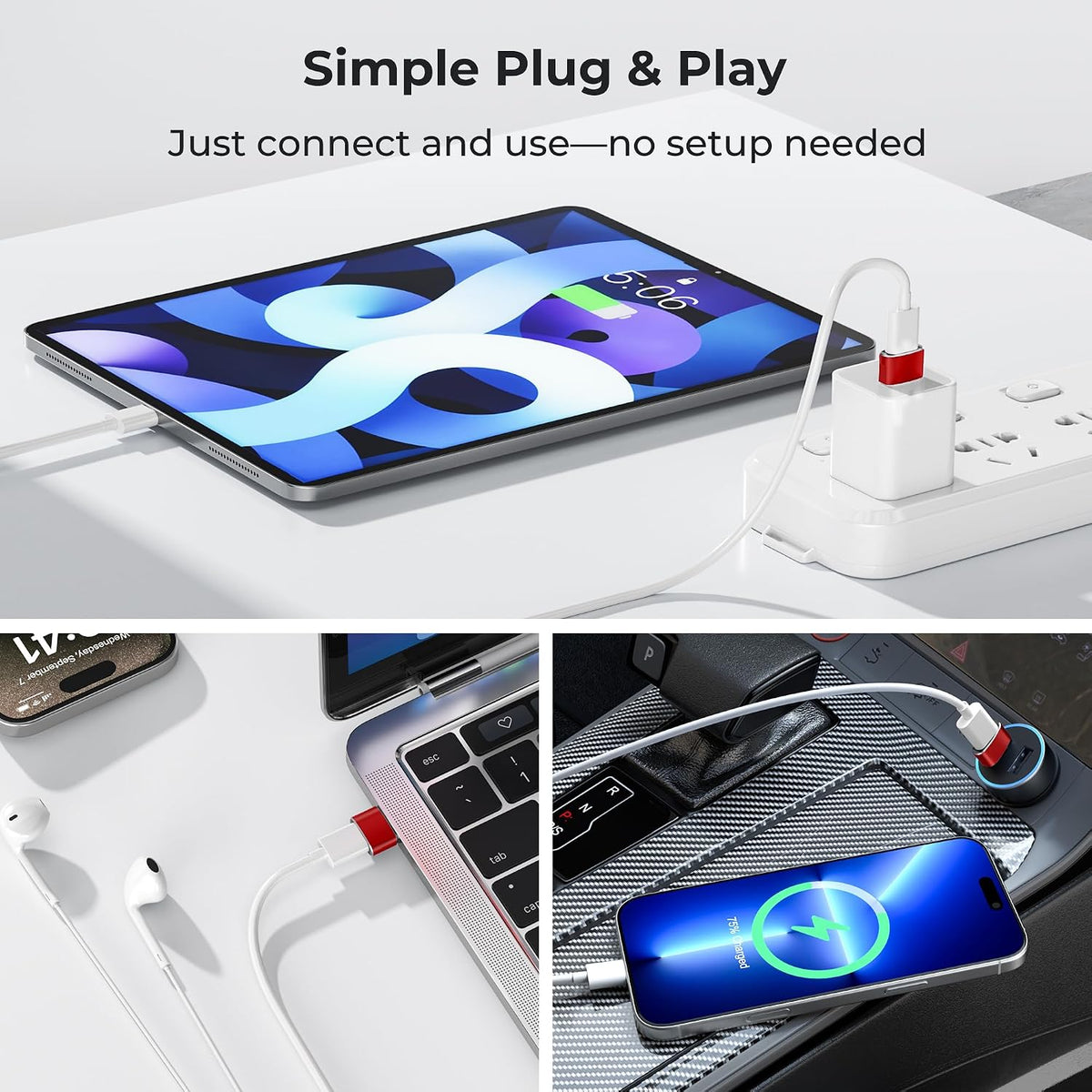 Basesailor USB to USB C Adapter,Type C Female to USB A Male Charger Cable