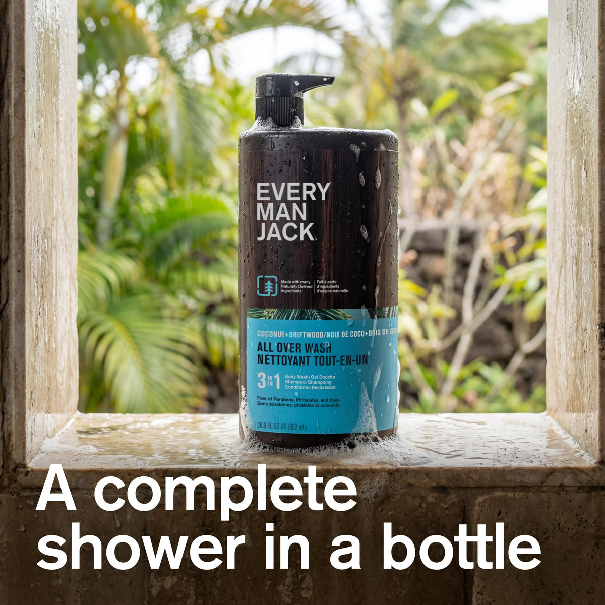 Every Man Jack 3-in-1 All Over Body Wash for Men, Amber Sandalwood, 2pk