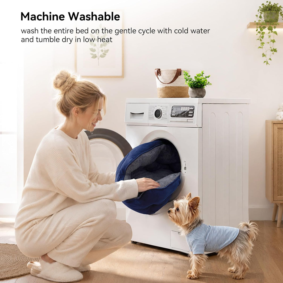Asvin Small Dog Bed for Small Dogs, Cat Beds for Indoor Cats, Pet Bed for Puppy and Kitty, Extra Soft & Machine Washable with Anti-Slip & Water-Resistant Oxford Bottom, Grey, 20 inches