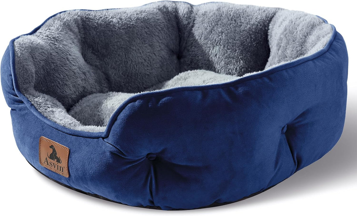 Asvin Small Dog Bed for Small Dogs, Cat Beds for Indoor Cats, Pet Bed for Puppy and Kitty, Extra Soft & Machine Washable with Anti-Slip & Water-Resistant Oxford Bottom, Grey, 20 inches