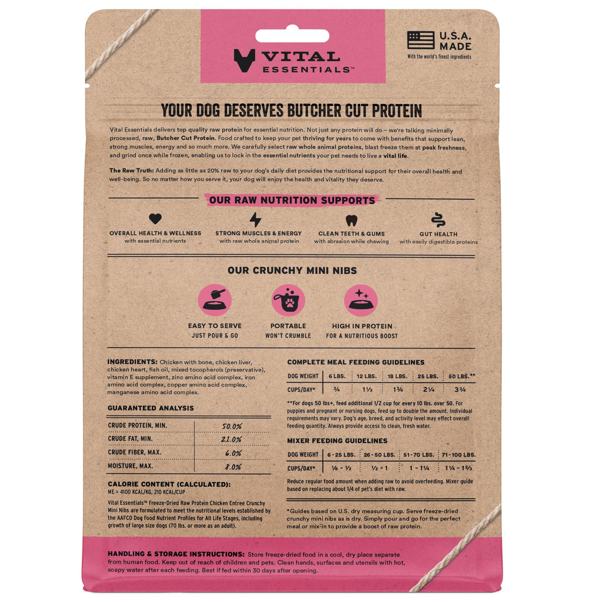 Vital Essentials Freeze Dried Dog Food, Turkey Crunchy Mini Nibs, 14 oz Bag