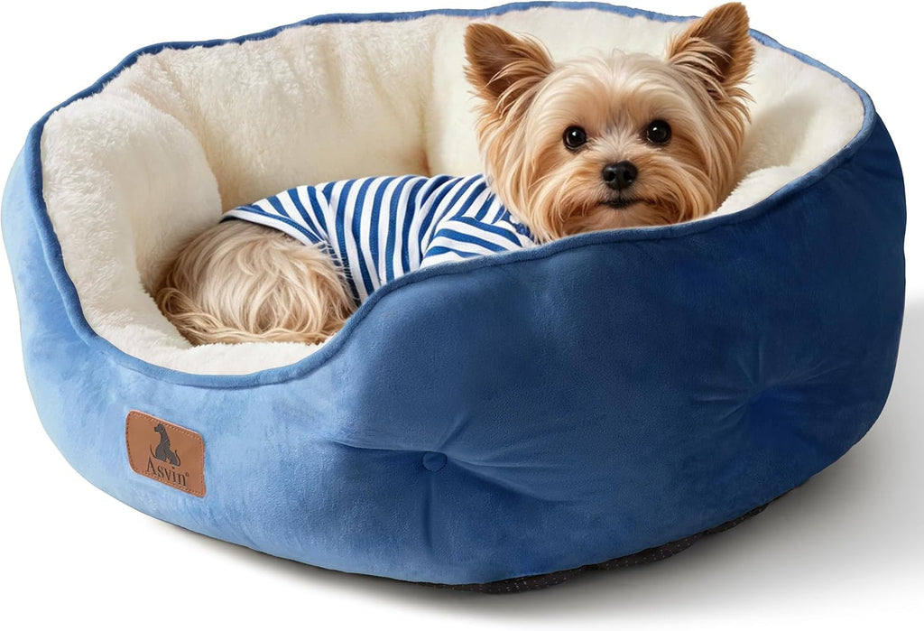 Asvin Small Dog Bed for Small Dogs, Cat Beds for Indoor Cats, Pet Bed for Puppy and Kitty, Extra Soft & Machine Washable with Anti-Slip & Water-Resistant Oxford Bottom, Grey, 20 inches