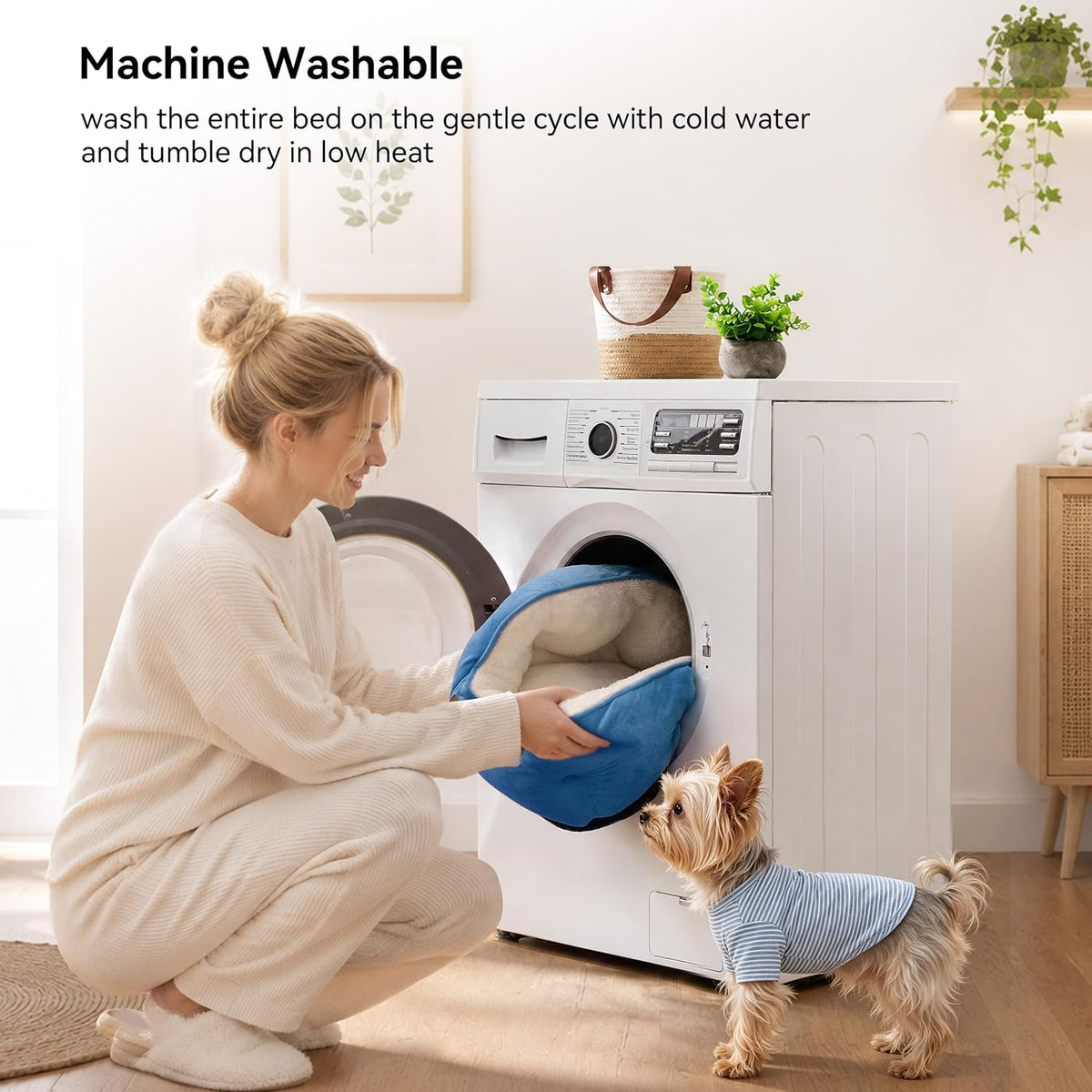 Asvin Small Dog Bed for Small Dogs, Cat Beds for Indoor Cats, Pet Bed for Puppy and Kitty, Extra Soft & Machine Washable with Anti-Slip & Water-Resistant Oxford Bottom, Grey, 20 inches