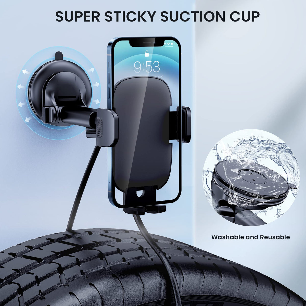 Qifutan Phone Holders for Your Car with Military-Grade Suction Phone Stand for Car [Super Stable] Automobile Car Mount for iPhone Universal Car Dashboard Windshield Mount Fit iPhone Smartphones