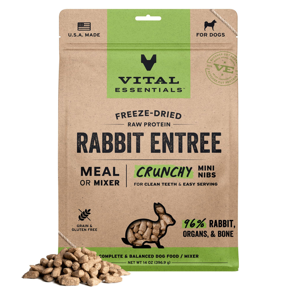 Vital Essentials Freeze Dried Dog Food, Turkey Crunchy Mini Nibs, 14 oz Bag