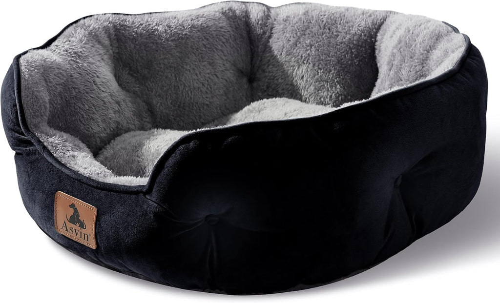 Asvin Small Dog Bed for Small Dogs, Cat Beds for Indoor Cats, Pet Bed for Puppy and Kitty, Extra Soft & Machine Washable with Anti-Slip & Water-Resistant Oxford Bottom, Grey, 20 inches