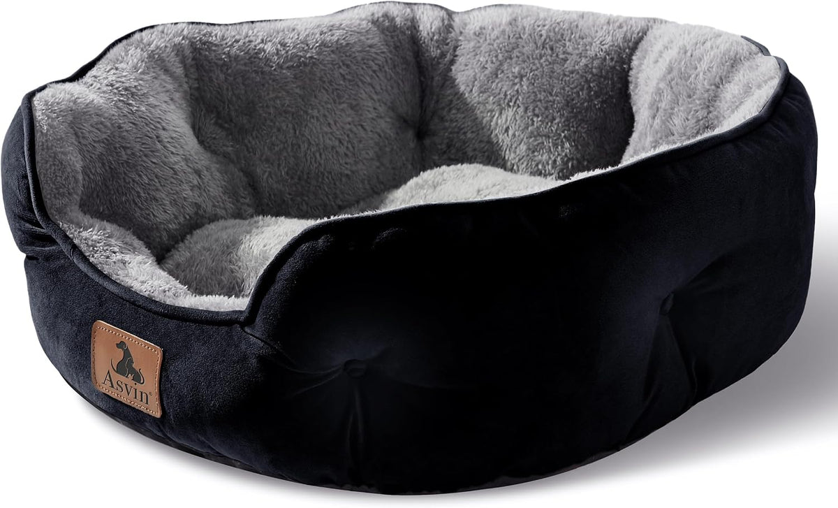 Asvin Small Dog Bed for Small Dogs, Cat Beds for Indoor Cats, Pet Bed for Puppy and Kitty, Extra Soft & Machine Washable with Anti-Slip & Water-Resistant Oxford Bottom, Grey, 20 inches