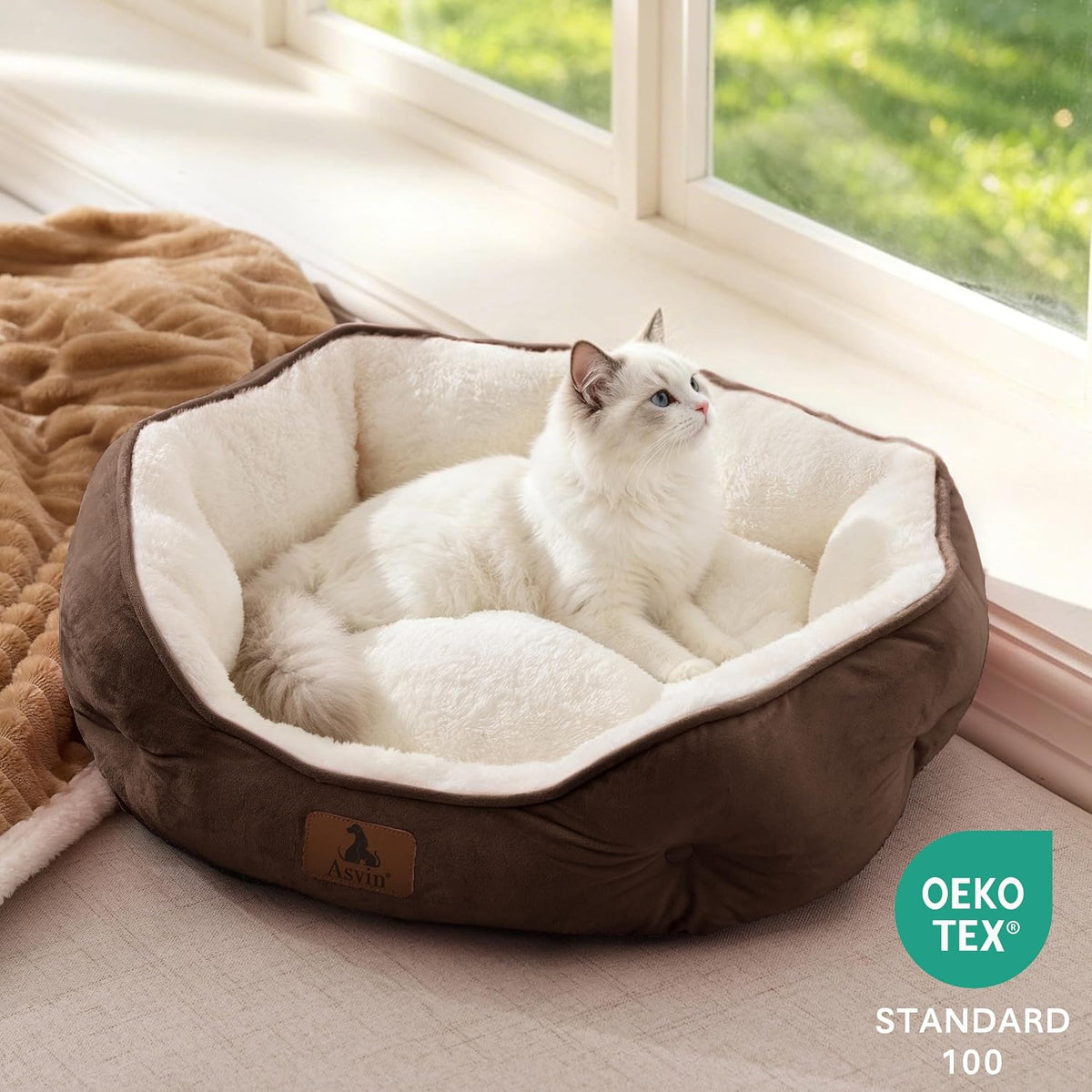 Asvin Small Dog Bed for Small Dogs, Cat Beds for Indoor Cats, Pet Bed for Puppy and Kitty, Extra Soft & Machine Washable with Anti-Slip & Water-Resistant Oxford Bottom, Grey, 20 inches