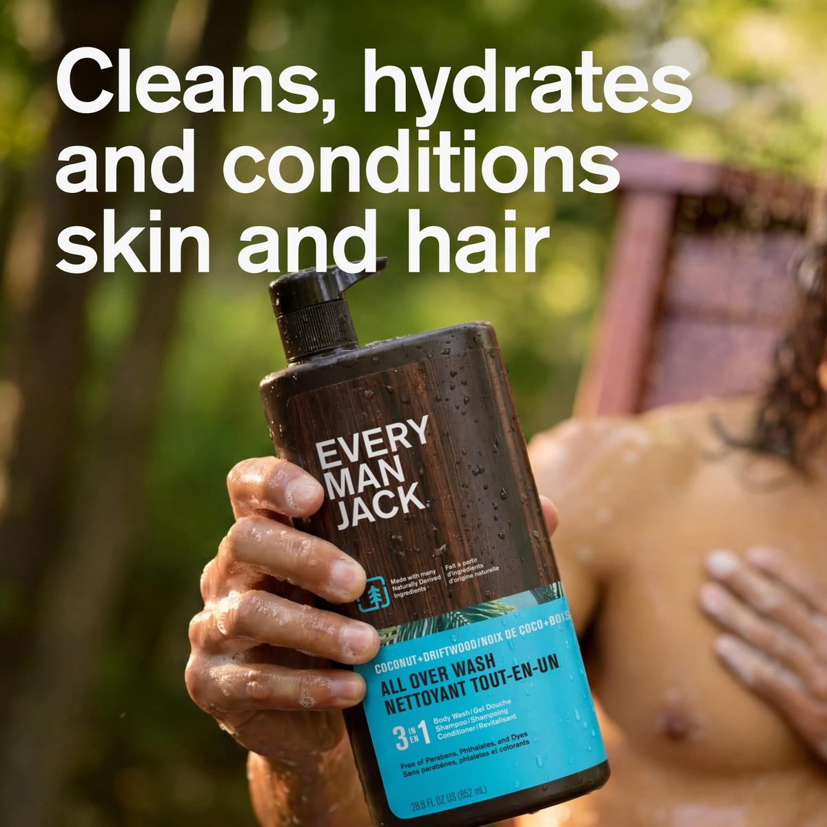 Every Man Jack 3-in-1 All Over Body Wash for Men, Amber Sandalwood, 2pk