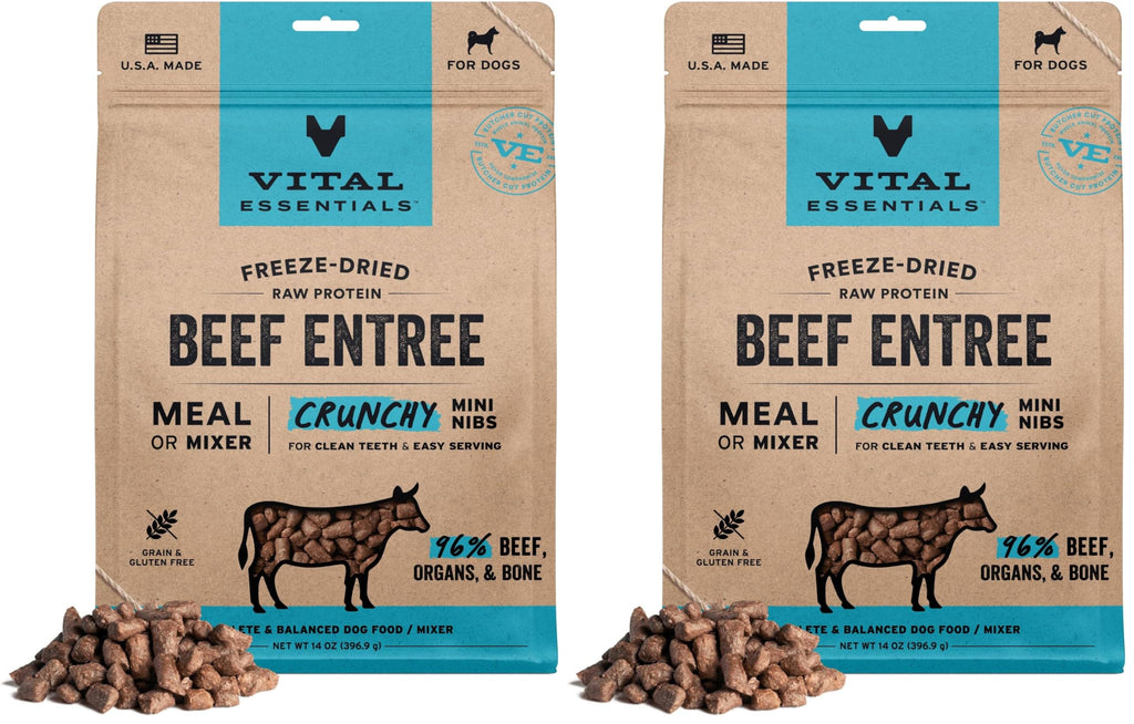 Vital Essentials Freeze Dried Dog Food, Turkey Crunchy Mini Nibs, 14 oz Bag
