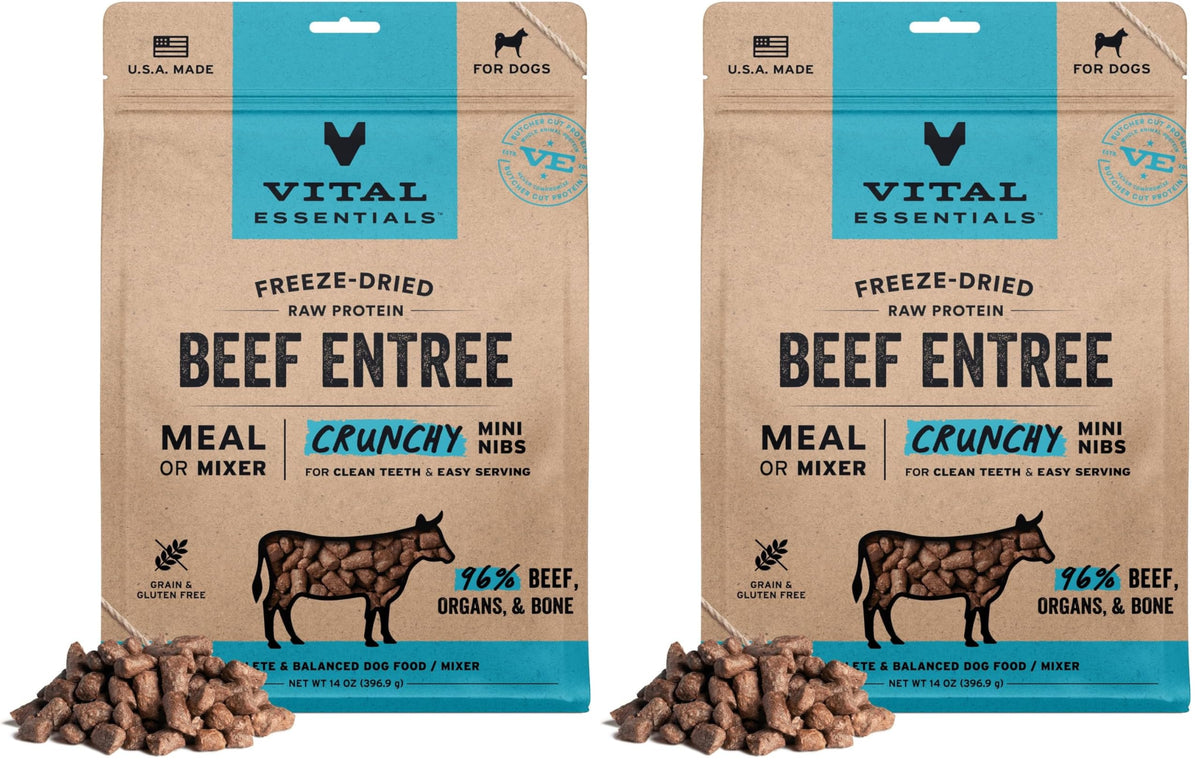 Vital Essentials Freeze Dried Dog Food, Turkey Crunchy Mini Nibs, 14 oz Bag