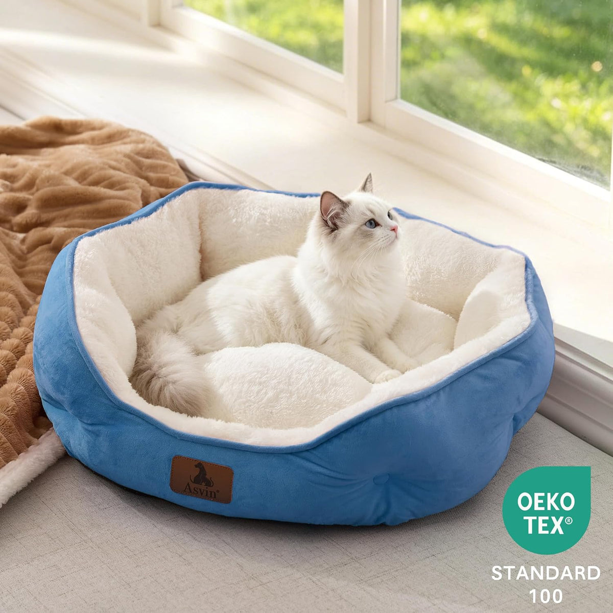 Asvin Small Dog Bed for Small Dogs, Cat Beds for Indoor Cats, Pet Bed for Puppy and Kitty, Extra Soft & Machine Washable with Anti-Slip & Water-Resistant Oxford Bottom, Grey, 20 inches