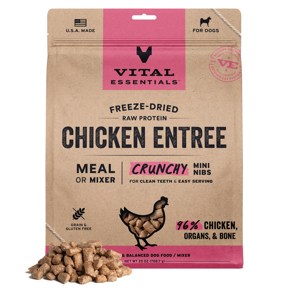 Vital Essentials Freeze Dried Dog Food, Turkey Crunchy Mini Nibs, 14 oz Bag