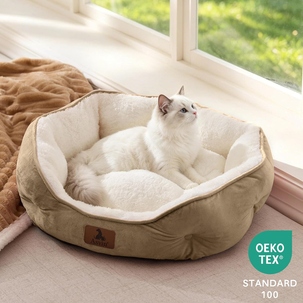 Asvin Small Dog Bed for Small Dogs, Cat Beds for Indoor Cats, Pet Bed for Puppy and Kitty, Extra Soft & Machine Washable with Anti-Slip & Water-Resistant Oxford Bottom, Grey, 20 inches
