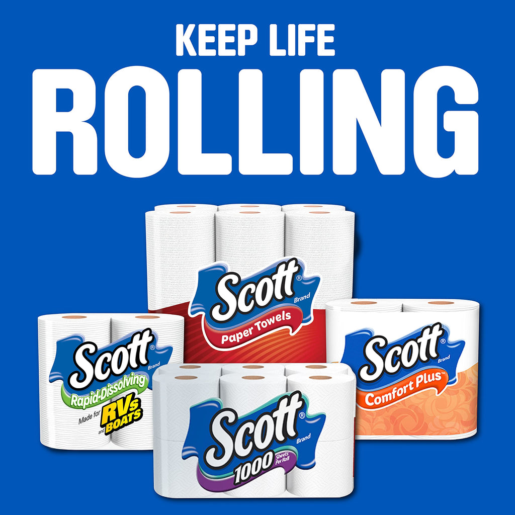 Scott ComfortPlus Toilet Paper, 12 Triple Rolls, 231 Sheets per Roll, Septic-Safe, 1-Ply Toilet Tissue