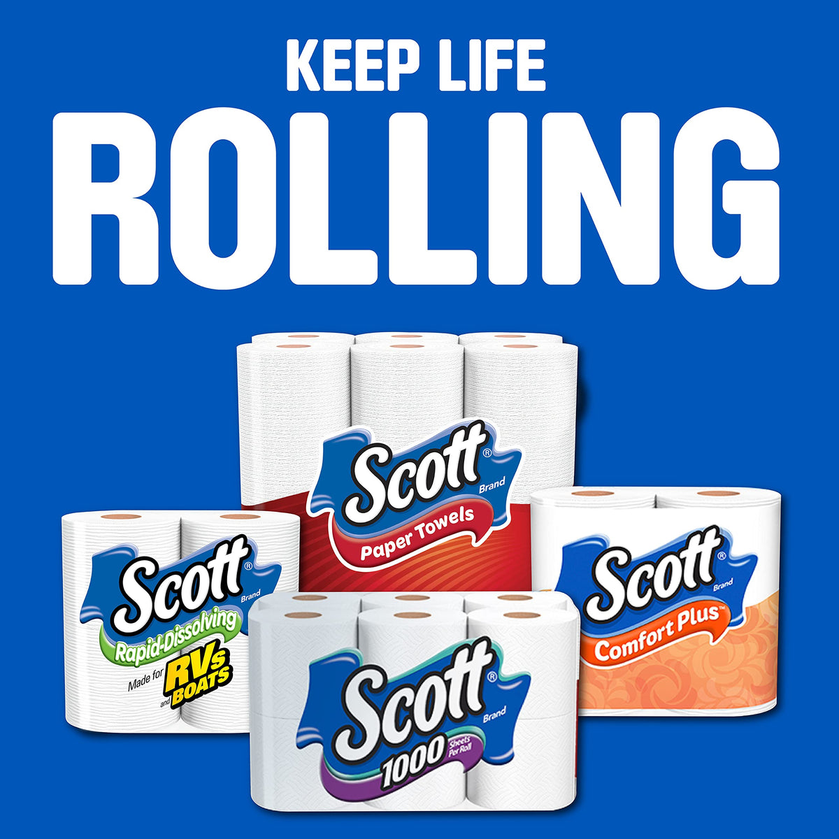 Scott ComfortPlus Toilet Paper, 12 Triple Rolls, 231 Sheets per Roll, Septic-Safe, 1-Ply Toilet Tissue