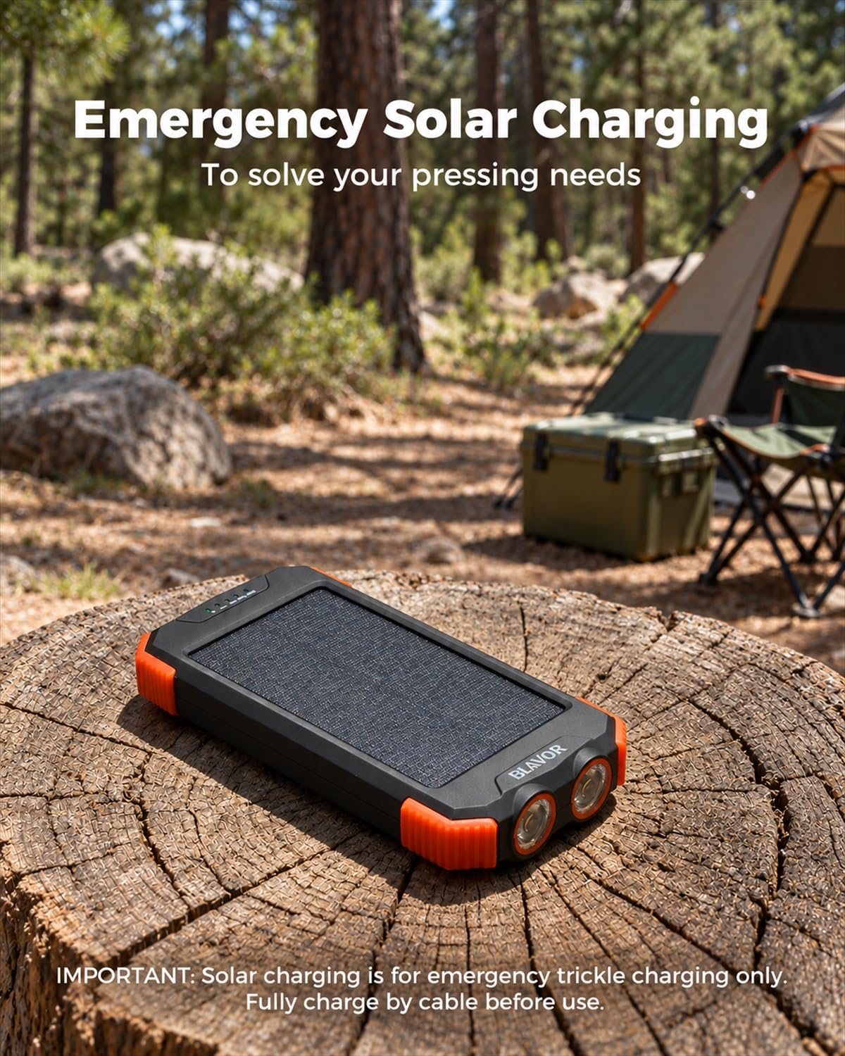 BLAVOR Solar Power Bank 10,000mAh Portable Wireless Charger for Cell Phones