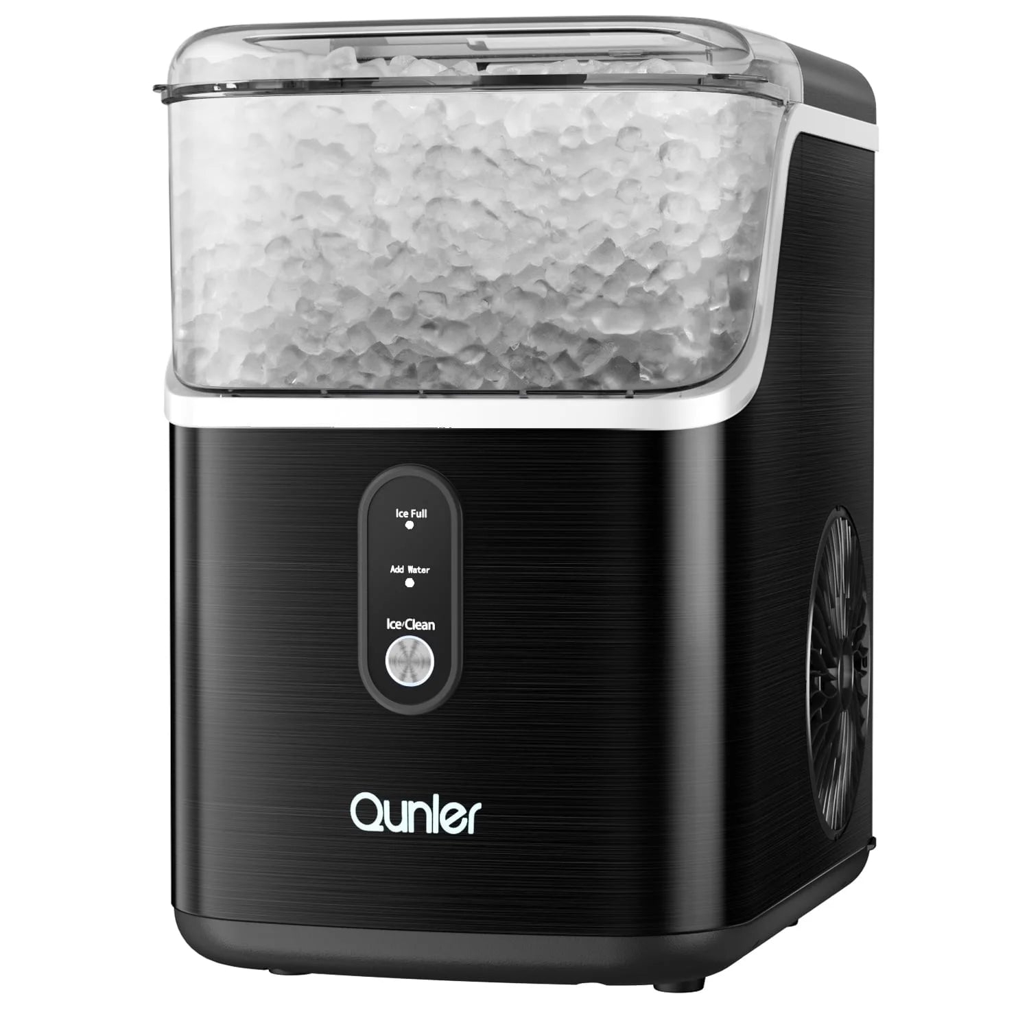 Nugget Ice Maker Countertops, 33Lbs per Day Portable Pebble Ice Machine, Crushed Ice Maker with Soft Chewable Ice for Home, Party, RV, Camping, Stainless Steel Black