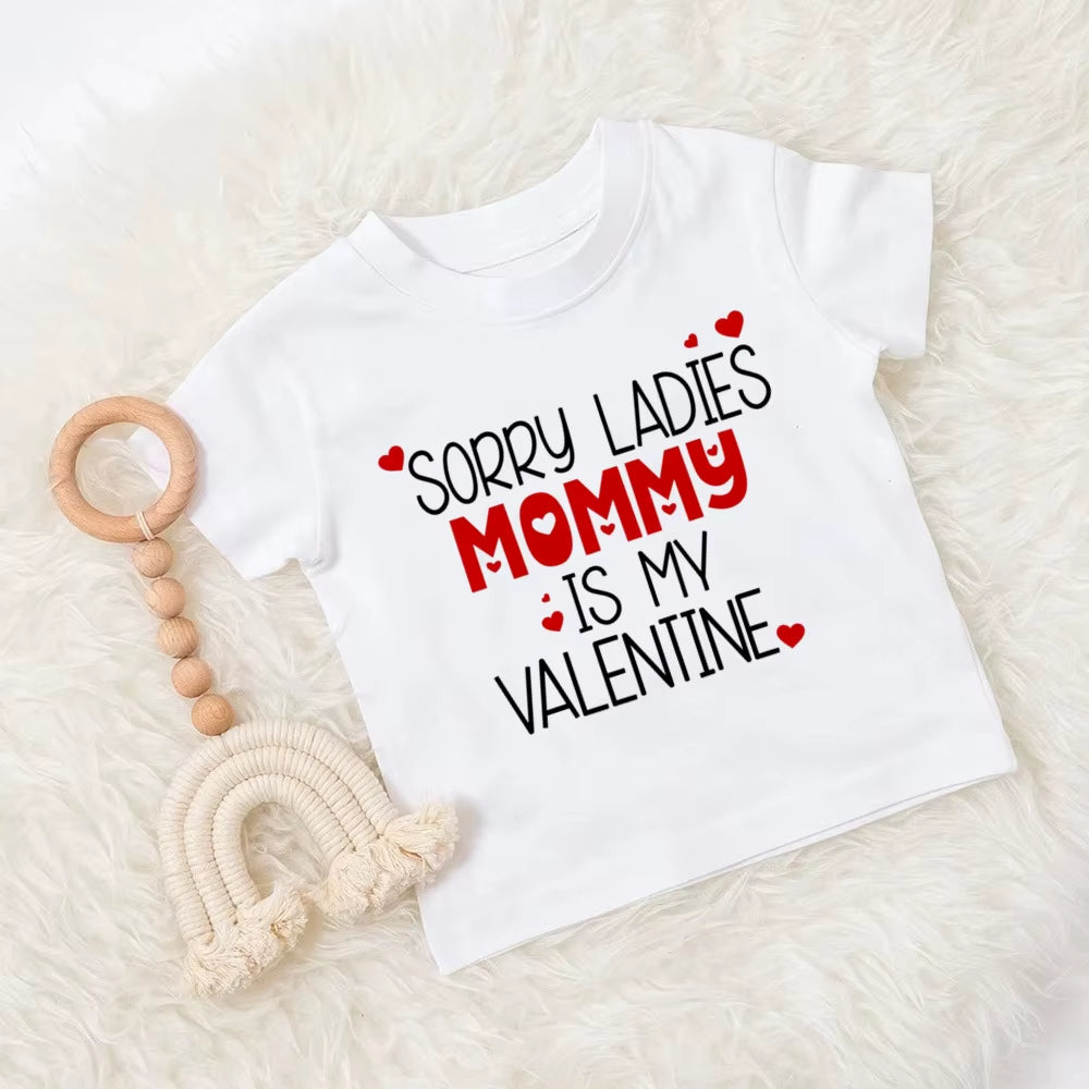 Mommy and Daddy'S Valentine Print Kids T Shirt Child Clothes Tops Boys Girls Shirt Valentine'S Day Party Present Casual Outfit